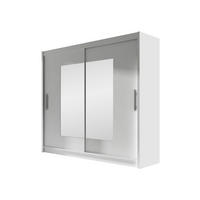 KLEIDERSCHRANK London VII - Silberfarben/Weiß, Holzwerkstoff/Kunststoff (180/215/58cm) - MIRJAN24
