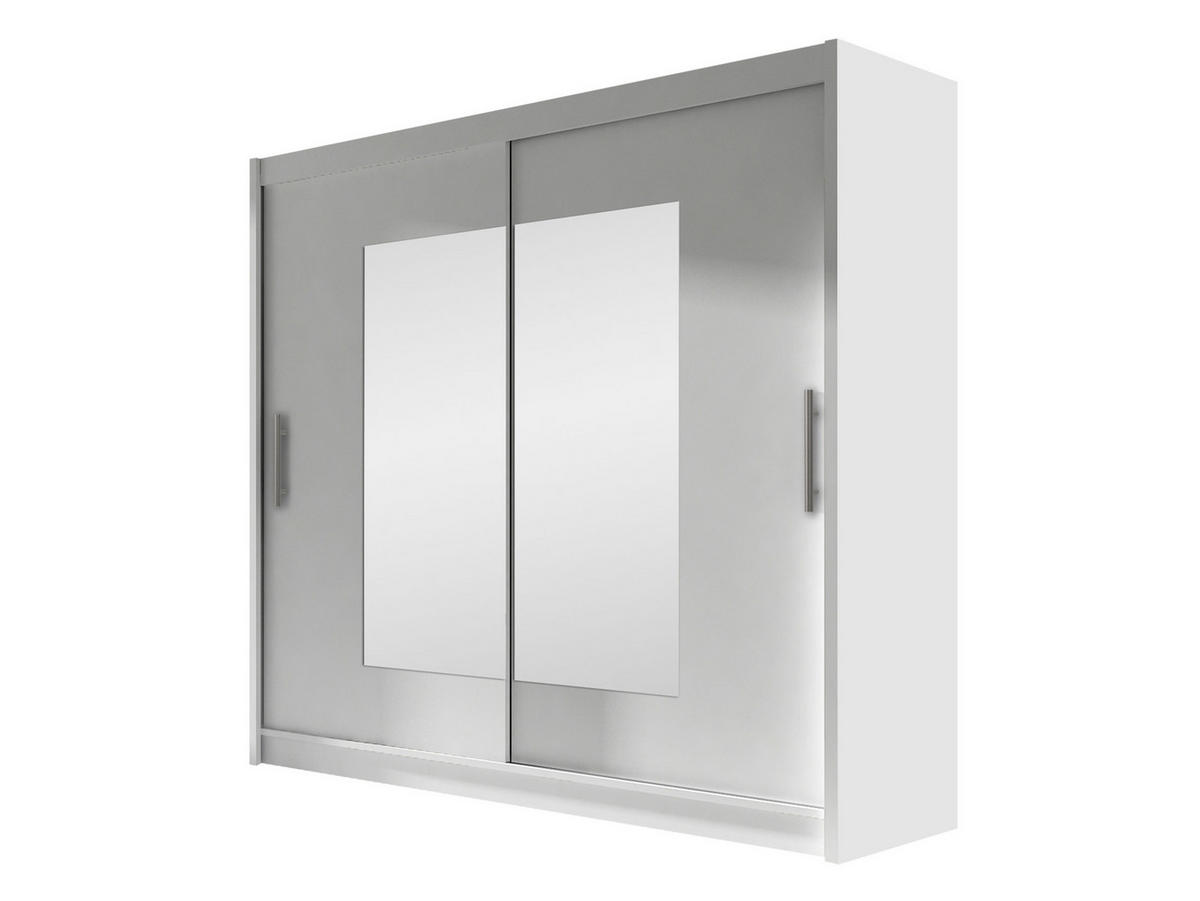 KLEIDERSCHRANK London VII - Silberfarben/Weiß, Holzwerkstoff/Kunststoff (180/215/58cm) - MIRJAN24