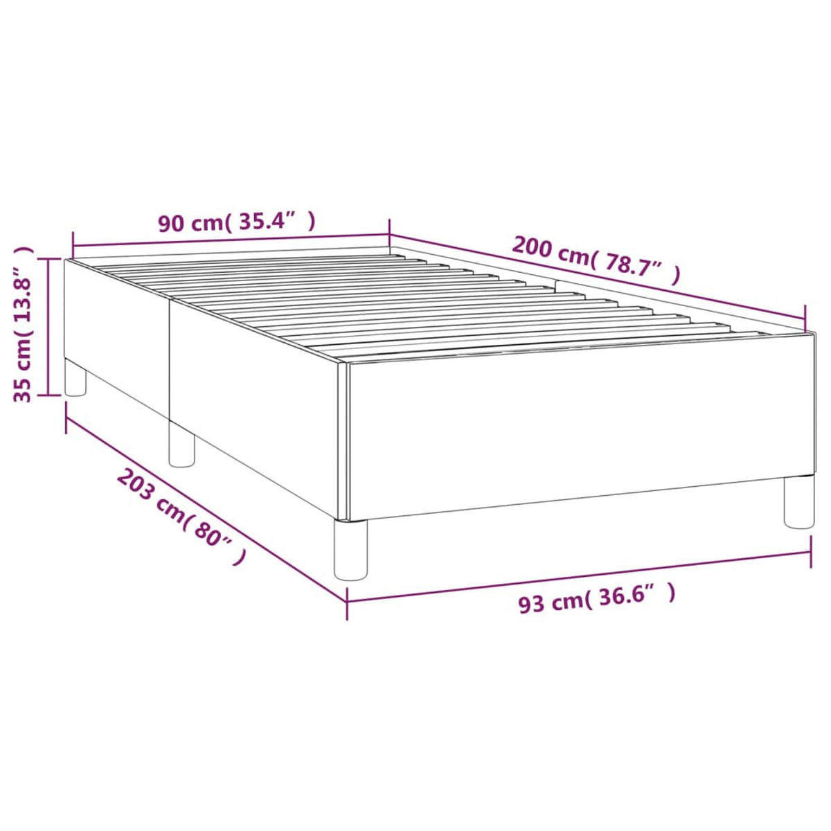 BETTGESTELL Ohne Matratze Schwarz 90/200 Cm Stoff - Schwarz, Holz (90/200cm) - vidaXL