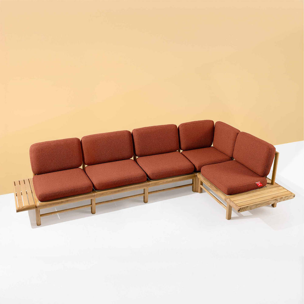LOUNGESOFA ATREDA rechts - Orange, Holz/Textil (315/80/175cm) - KONSIMO®