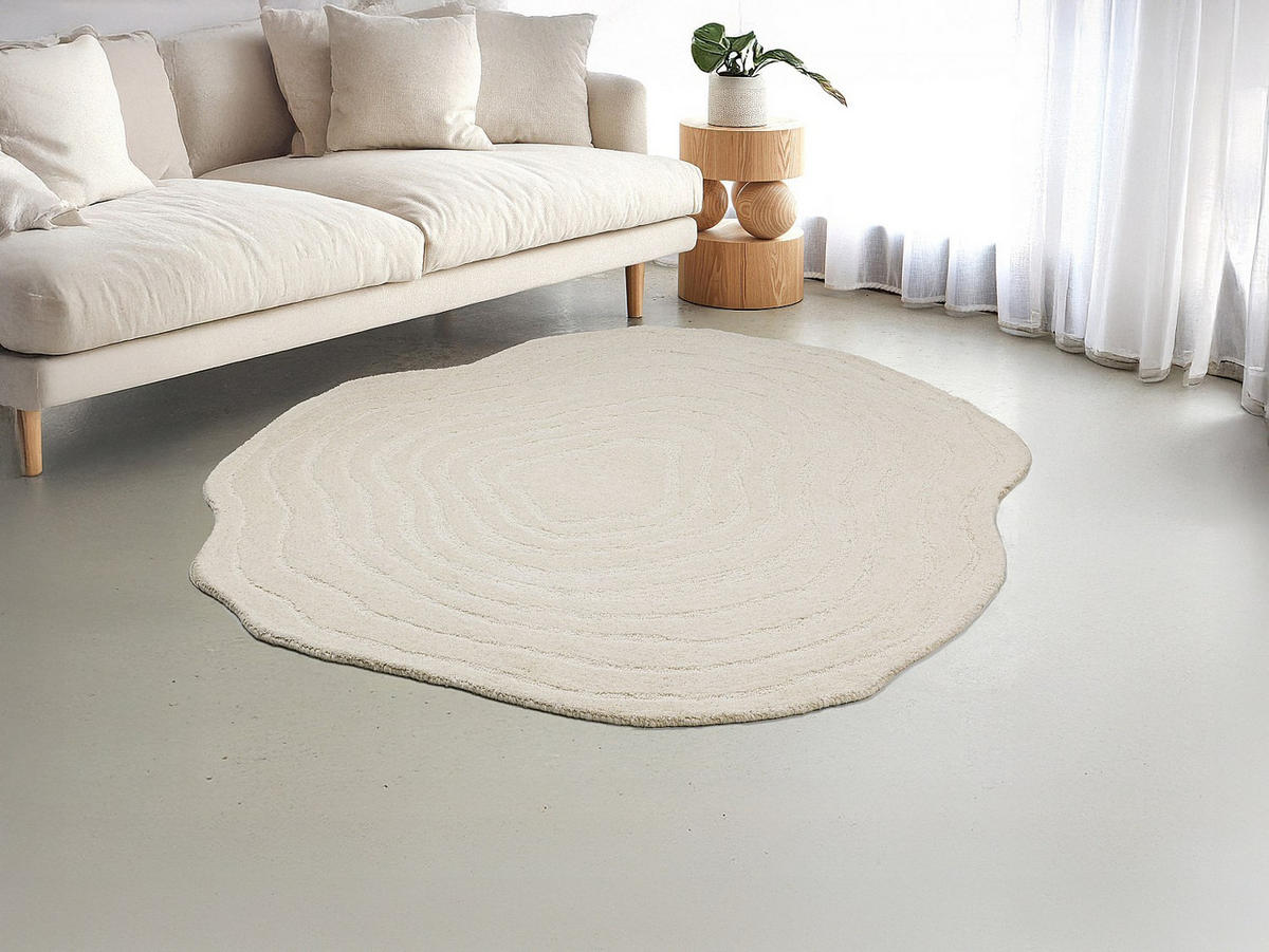 WOHNZIMMERTEPPICH - 200 cm x 200 cm - stoff - elfenbeinfarben Orenia - Weiß, Textil (200/200cm) - Vente-Unique