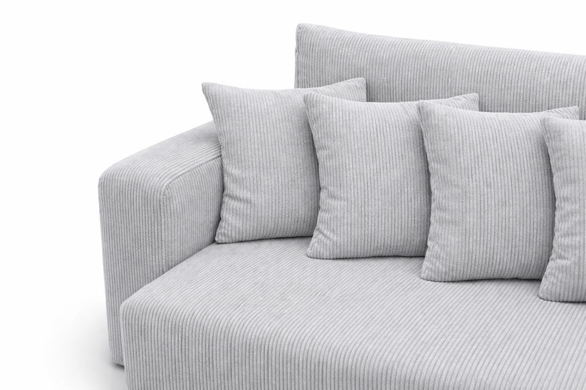 SCHLAFSOFA, Cordstoff Poso, Grün, PIANO DOUBLE - Hellgrau, Holz (246/83/145cm) - Kaiser Möbel