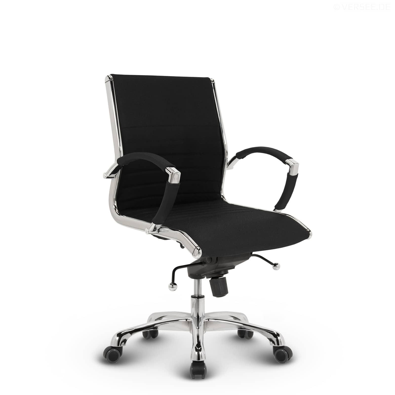 DREHSTUHL Montreal Stoff Schwarz – ergonomisch, 150 kg belastbar, Sitzhöhe 52-64cm - Schwarz, Textil/Metall (60/106/60cm) - Versee