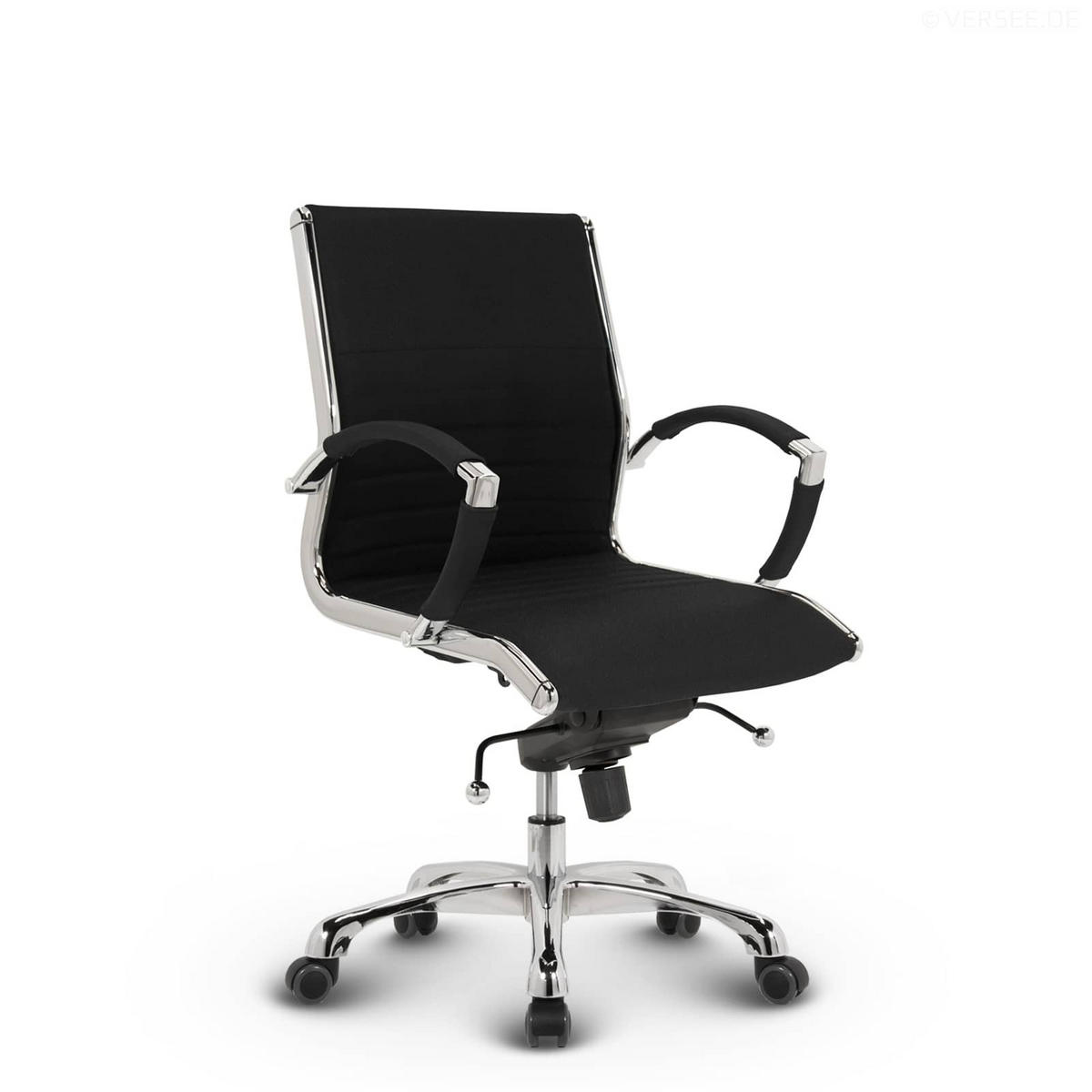 DREHSTUHL Montreal Stoff Schwarz – ergonomisch, 150 kg belastbar, Sitzhöhe 52-64cm - Schwarz, Textil/Metall (60/106/60cm) - Versee