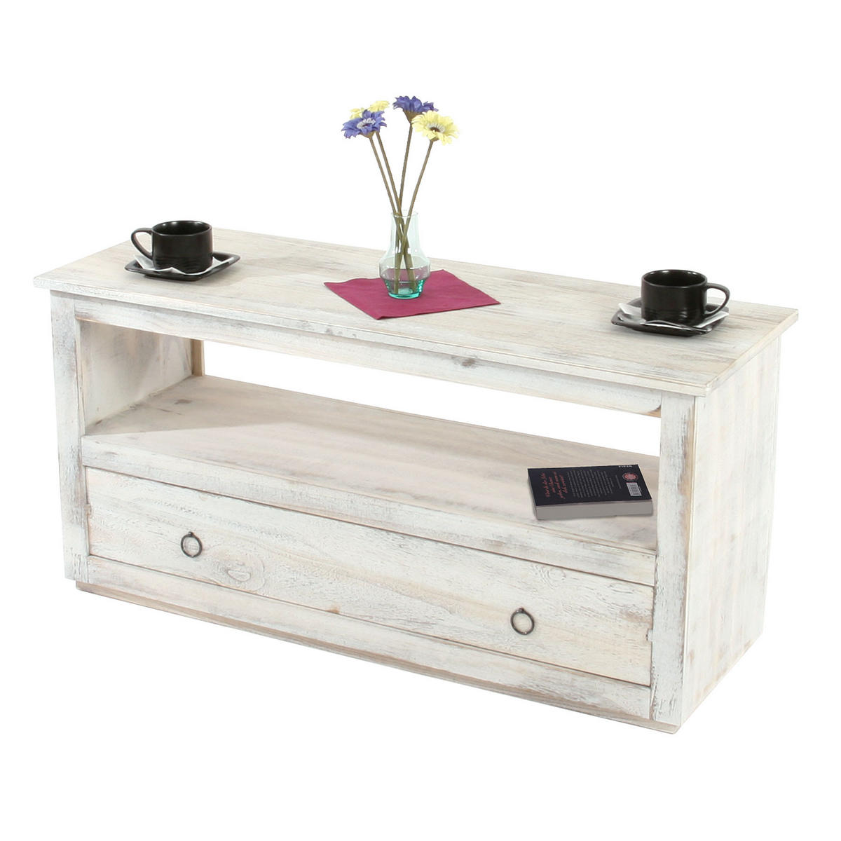 COUCHTISCH SHABBY--LOOK quader Weiß - Weiß, Holz (39/110/53cm) - MCW