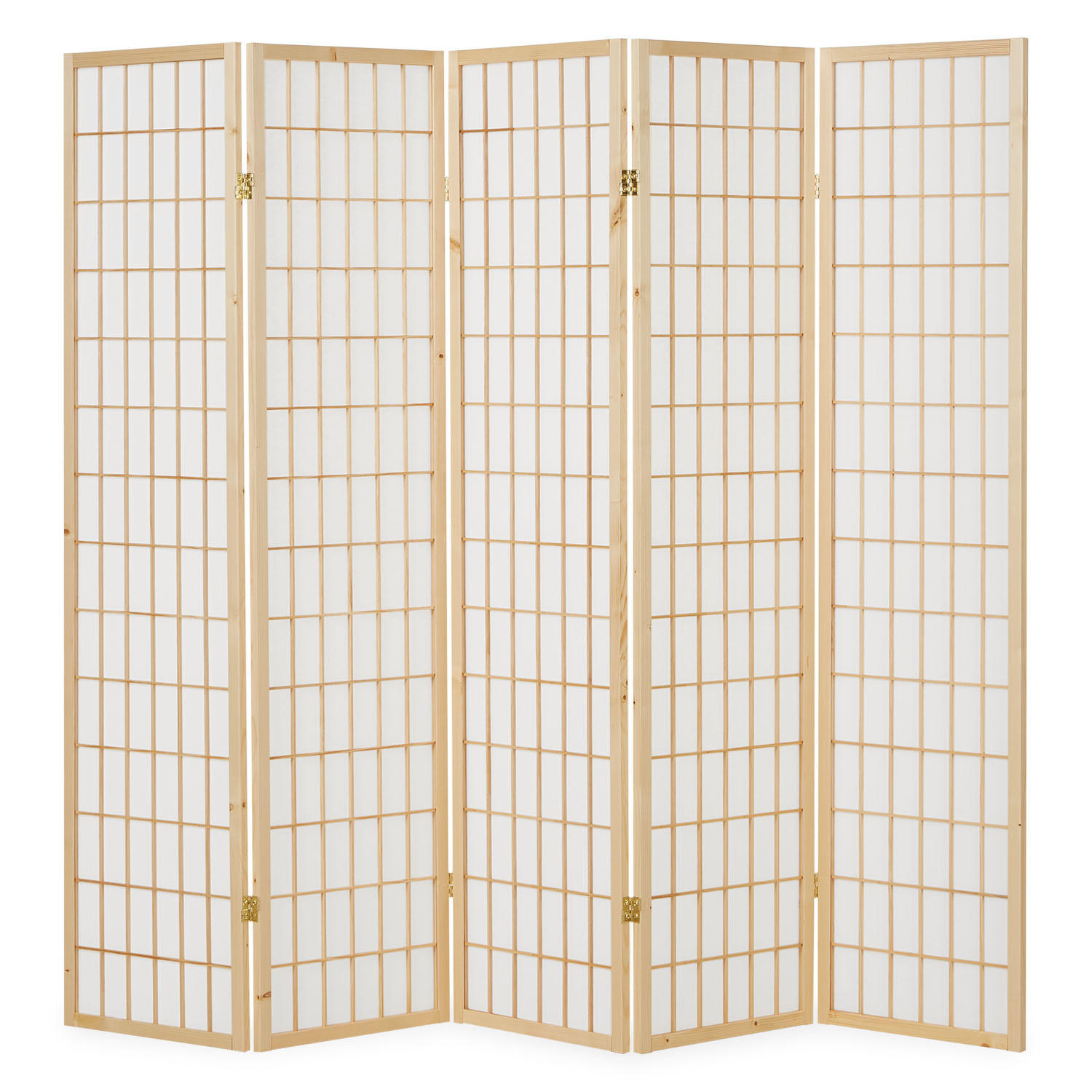 PARAVENT 5-tlg. 220/175 cm Braun Shoji - Braun, Holz (220/175/2cm) - Homestyle4u