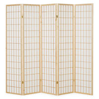 PARAVENT 5-tlg. 220/175 cm Braun Shoji - Braun, Holz (220/175/2cm) - Homestyle4u
