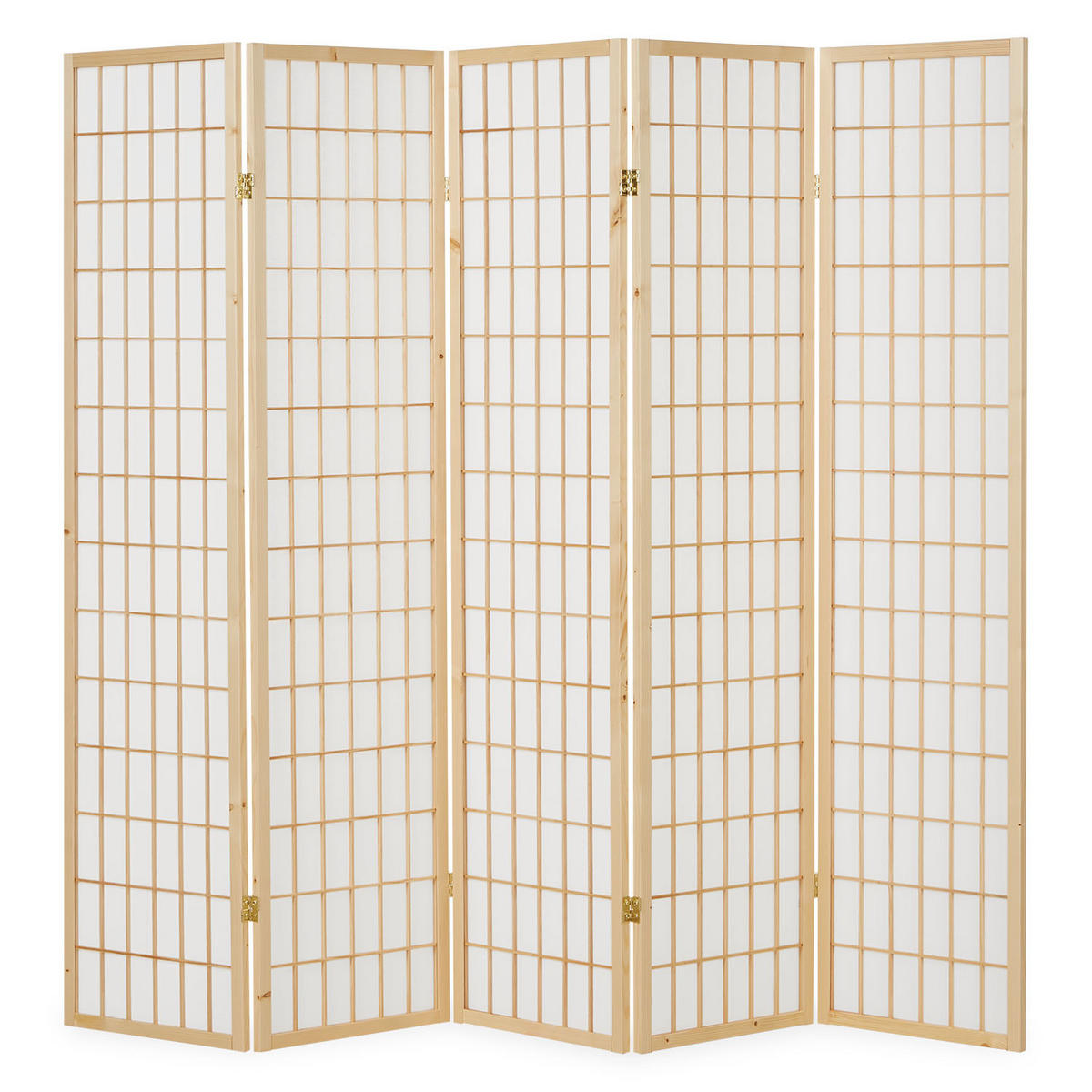 PARAVENT 5-tlg. 220/175 cm Braun Shoji - Braun, Holz (220/175/2cm) - Homestyle4u