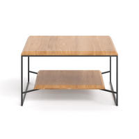 COUCHTISCH Mesa aus massivem Eichenholz 100x100 cm - Eichefarben/Schwarz, Holz/Metall (100/100/45cm) - Danzz