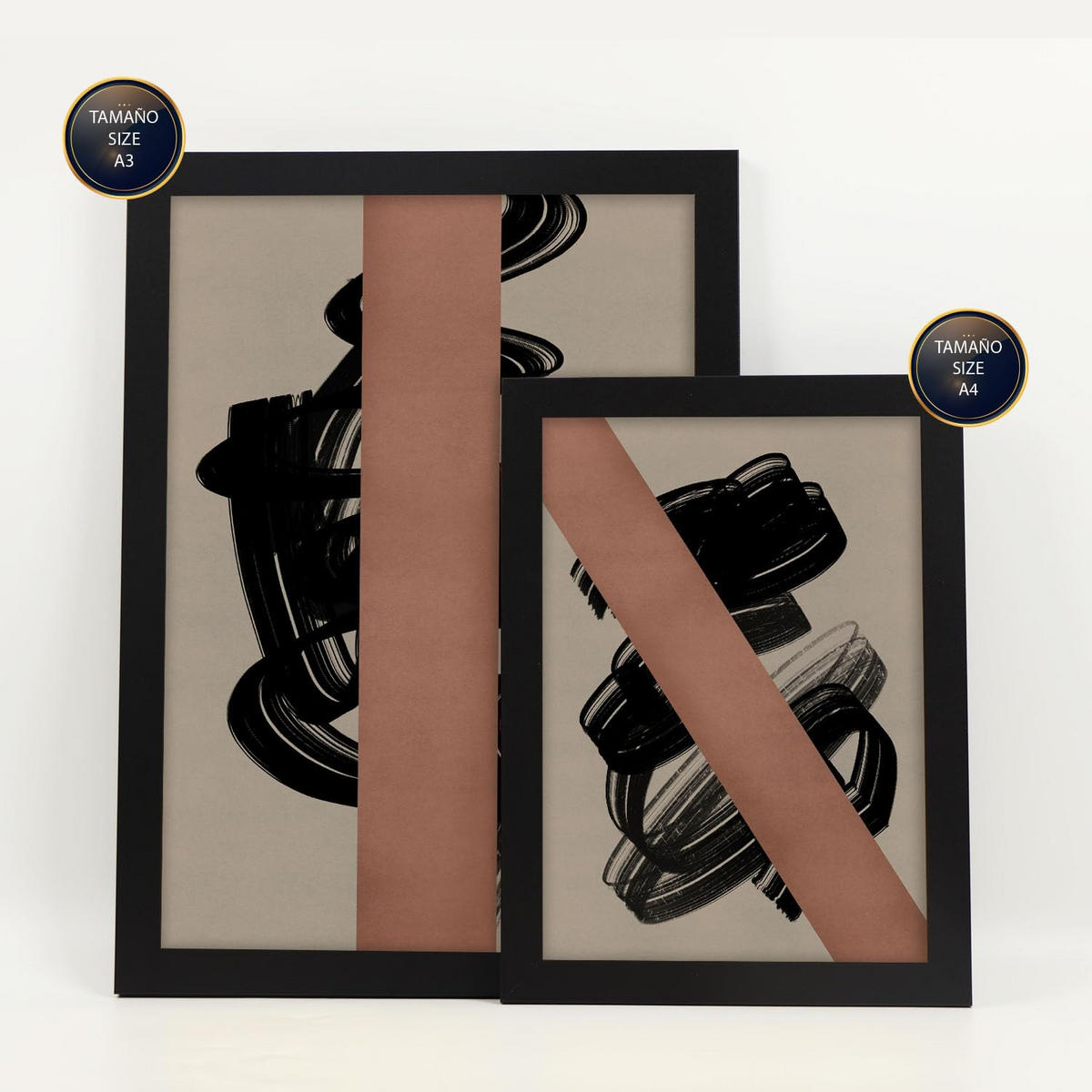 POSTER Set Mit 6 Utopisches Handwerk In Form Abstracts Ästhetische Dekorative Gemälde Für Ihr Wohnzimmer Schlafzimmer Zuhause A3 & A4 Schwarzer Rahmen - Schwarz, Papier (29/3cm) - Nacnic