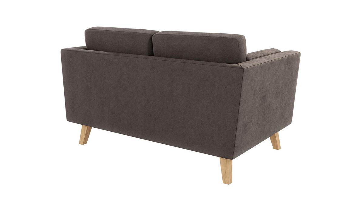 2-SITZER-SOFA Mario Braun - Khaki Microfaser - Hellbraun/Dunkelbraun, Holz/Buchenholz (152/90/89cm) - S-Style Möbel