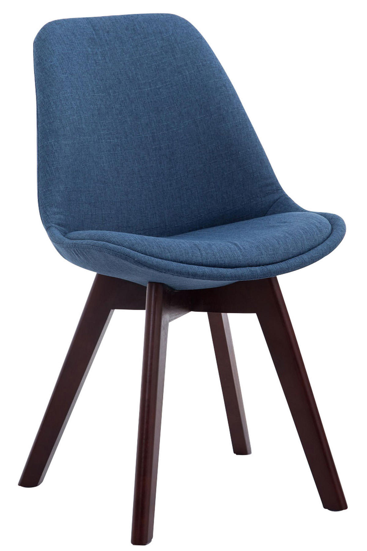 STUHL 4er Set Stoff blau - Blau/Walnussfarben, Holz/Textil (48/84/55cm) - CLP