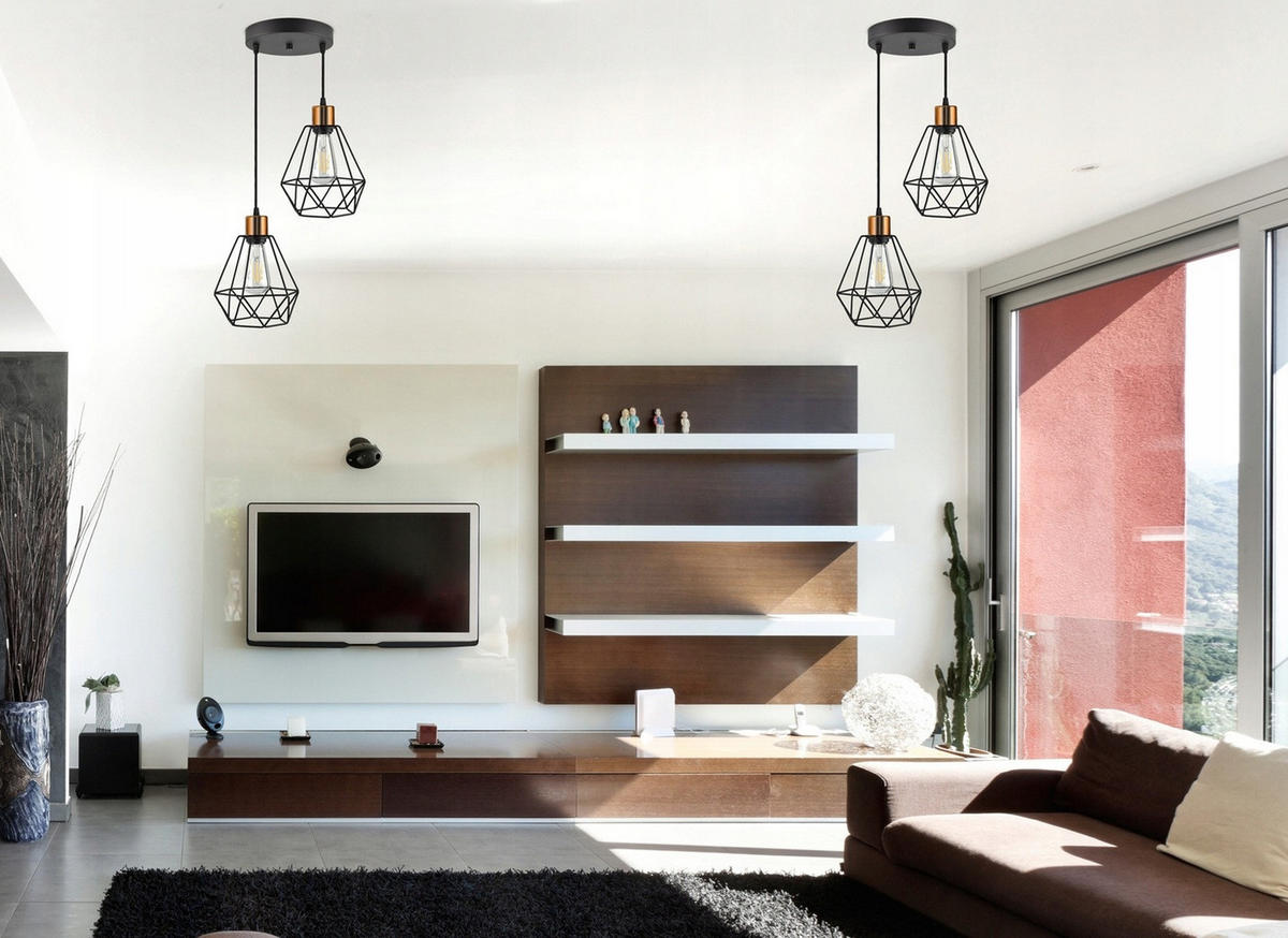 PENDELLEUCHTE EDISON II - Goldfarben/Schwarz, Metall (35/35/100cm) - kiki design