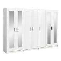 KLEIDERSCHRANKKOMBINATION VISBY (B/H/T: ca. 280/194/56 cm) in weiß/weiß - Weiß, Holzwerkstoff (280/194/56cm)