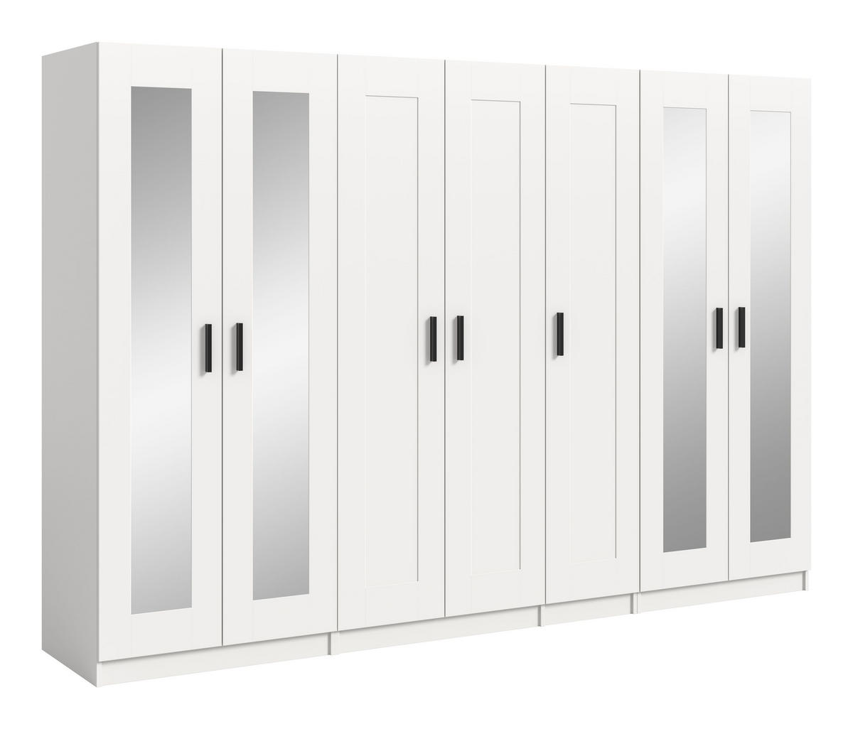 KLEIDERSCHRANKKOMBINATION VISBY (B/H/T: ca. 280/194/56 cm) in weiß/weiß - Weiß, Holzwerkstoff (280/194/56cm)