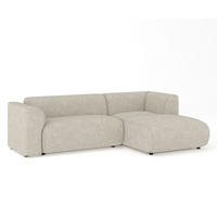 ECKSOFA Melani Greige Chenille-Stoff - Rechts Seite - Beige/Schwarz, Holz/Holzwerkstoff (162/256cm) - Maison de Reve