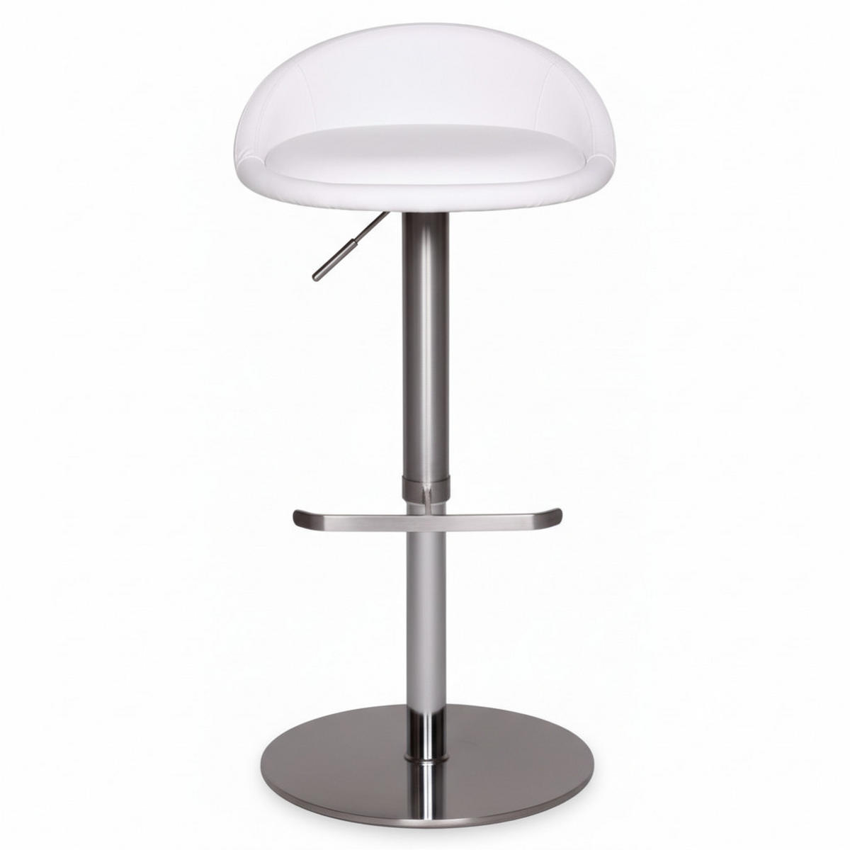 BARHOCKER Höhenverstellbar Edelstahl Halbrunde Rückenlehne DONAU, Weiß 43x43x90 cm - Silberfarben/Weiß, Kunststoff/Textil (43/90/43cm) - KADIMA DESIGN