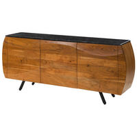 SIDEBOARD Akazie 184x40x75 natur lackiert / Marmor schwarz MONTREAL #127 - Braun, Holz (184/75/40cm) - Massivmoebel24