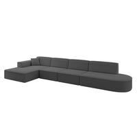 ECKSOFA Ottomane Links IREA-L3-v4 - 412x165x77 cm Grau - Dunkelgrau/Olivgrün, Holzwerkstoff/Textil (412/165cm) - ALTDECOR