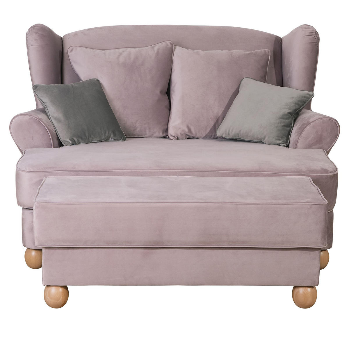 SESSEL XXL inkl. Kissen Katiga Samtvelours rosé - Rosa, Kunststoff (114/102/154cm) - 58aufmkessel