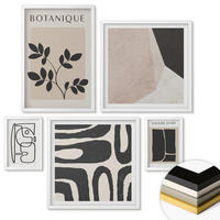 WANDBILDER 5er-Set - 50x50 cm & 20x30 cm & 40x60 cm Weißer Rahmen - Abstrakte Boho-Musterformen - Weiß, Kunststoff (40/60cm) - ArtPrintCave
