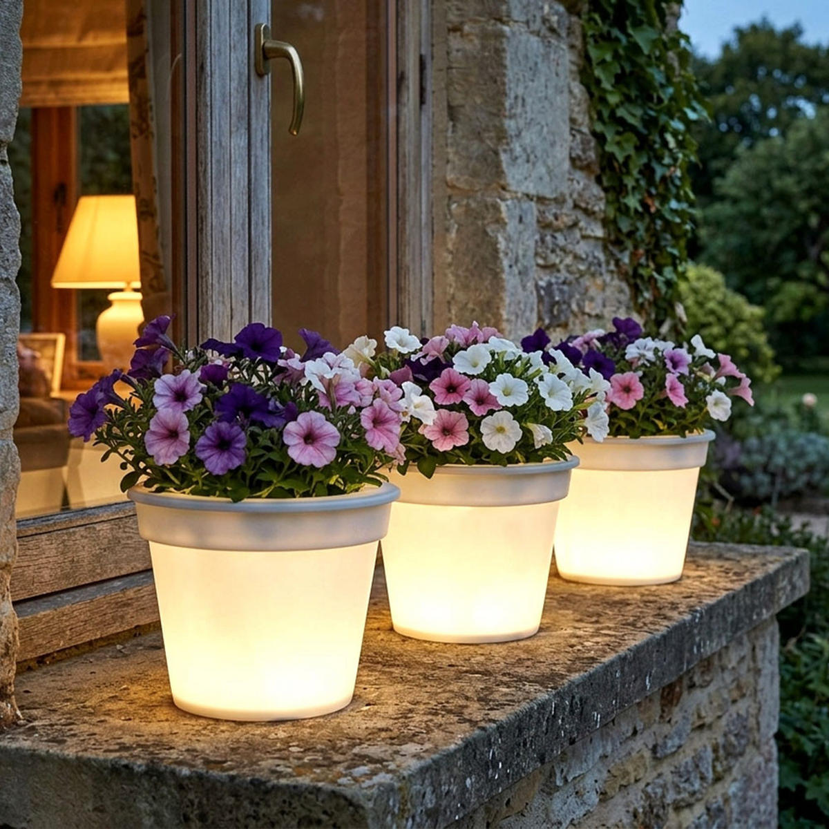 LED AUSSENLEUCHTE Blumentopf Weiß - Weiß, Kunststoff (16.7/16.7/19.5cm)