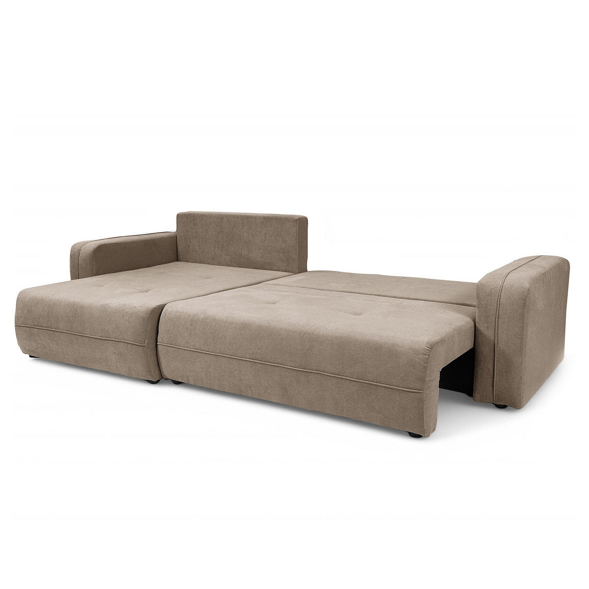 ECKSOFA mit Schlaffunktion - 272 cm - Schwarz/Cappuccino, Kunststoff/Textil (272/145cm) - home24