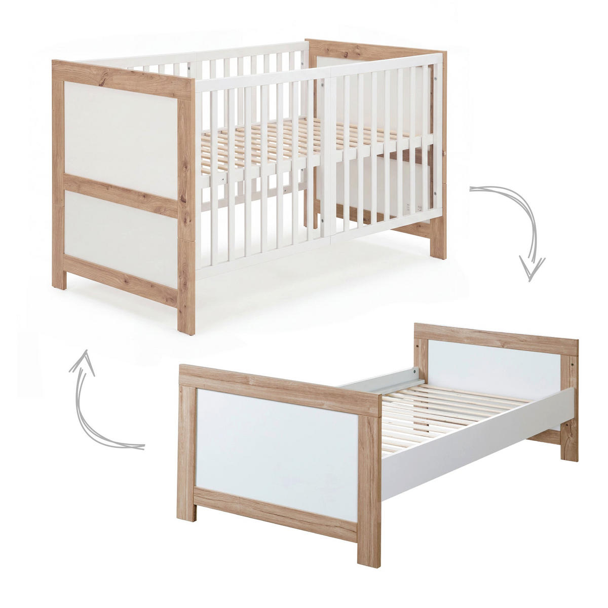 BABYBETT Malo 70 x 140 cm - Weiß, Holzwerkstoff (70/140cm) - Roba