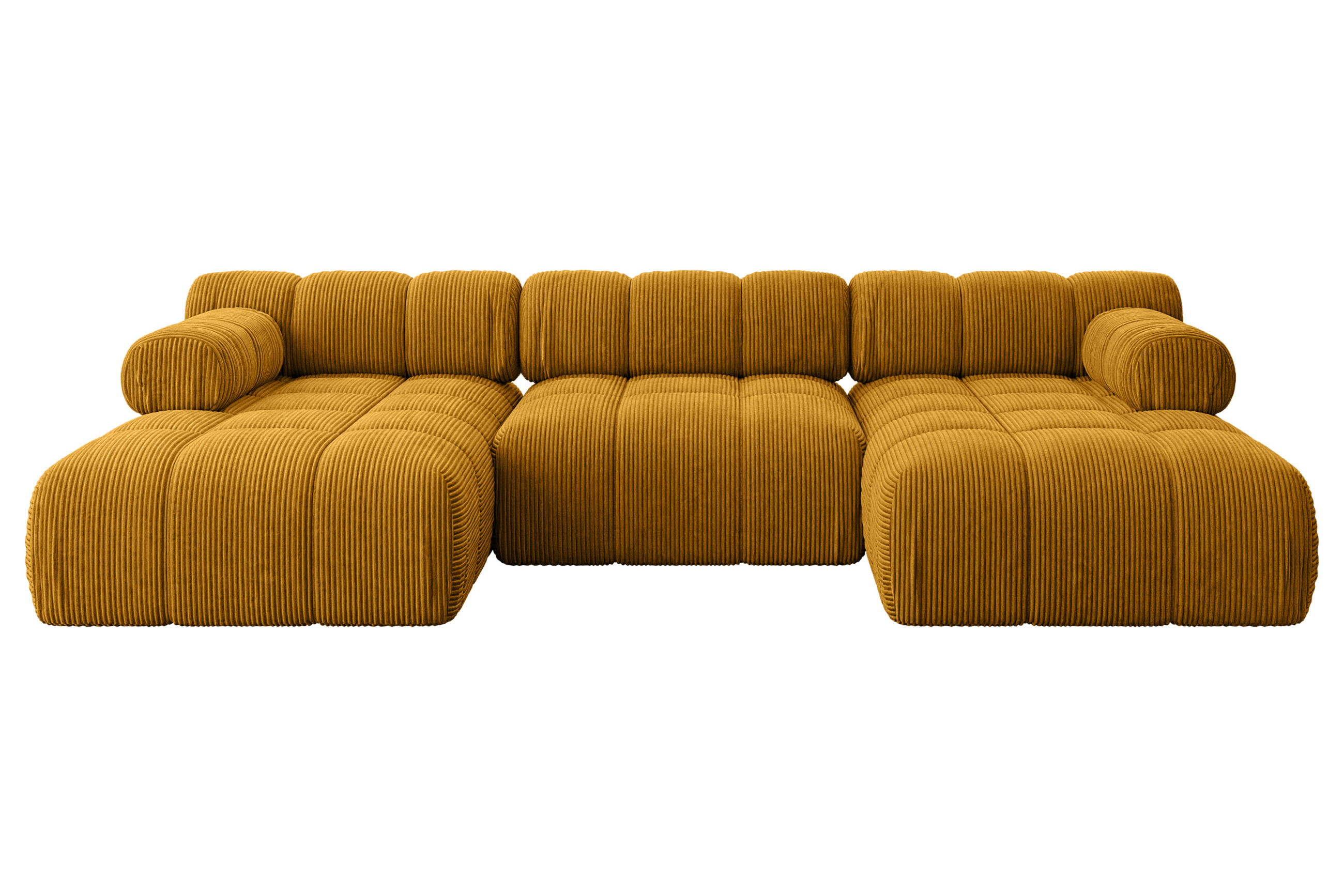 WOHNLANDSCHAFT modulares Sofa Tesso-U1 - 285x160x70 cm Senfgelb Cord - Currygelb, Holzwerkstoff/Textil (285/70/160cm) - ALTDECOR