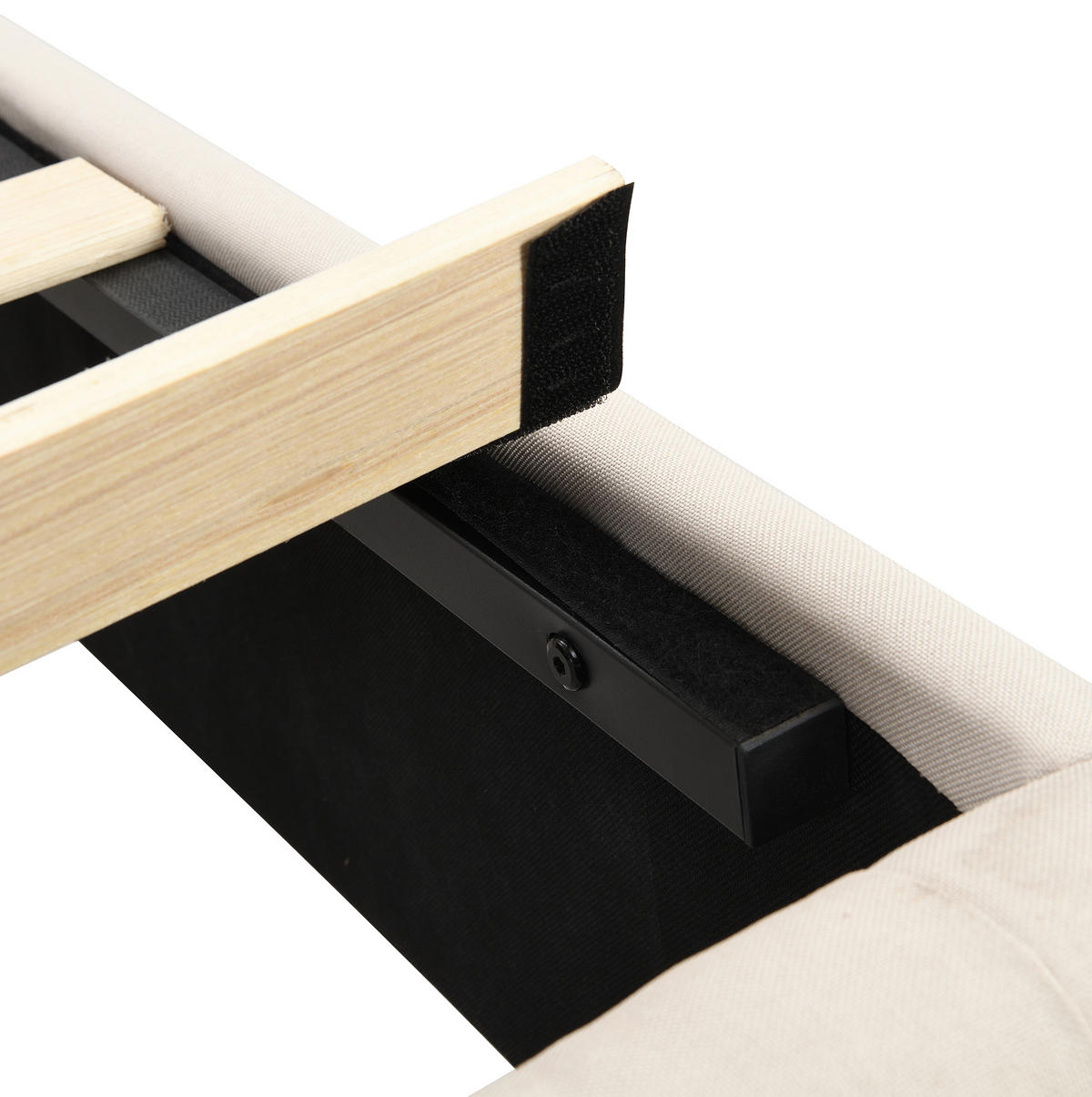 POLSTERBETT mit Lattenrost 180x200 cm Leinen Beige - Weiß, Metall (180/200cm) - Beauniv