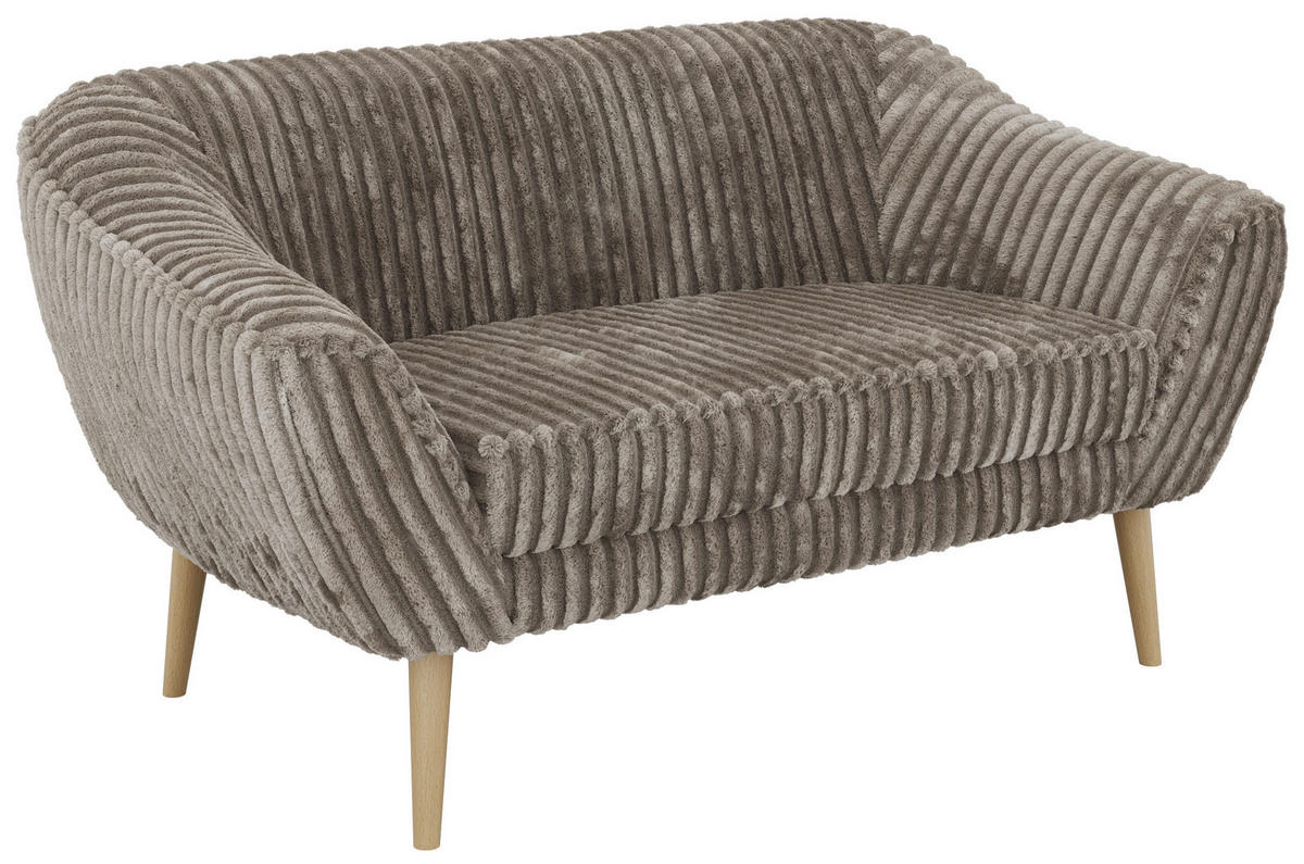 2-SITZER-SOFA PIRS - Hellbraun Cord - Holzbeine - Hellbraun/Buchefarben, Holzwerkstoff/Textil (140/75/74cm) - MKS