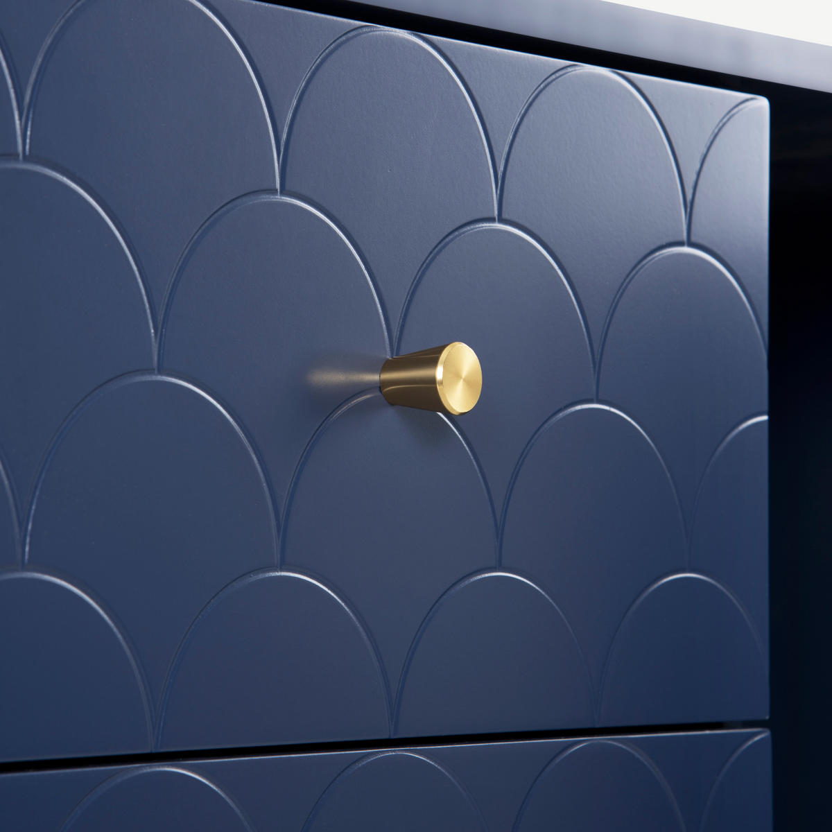 SIDEBOARD Dunkelblau, mit 2 Türen, 3 Schubladen und goldfarbenen Füßen, 120/40/82 cm - Dunkelblau, Holzwerkstoff (120/83/40cm) - WISHDOR