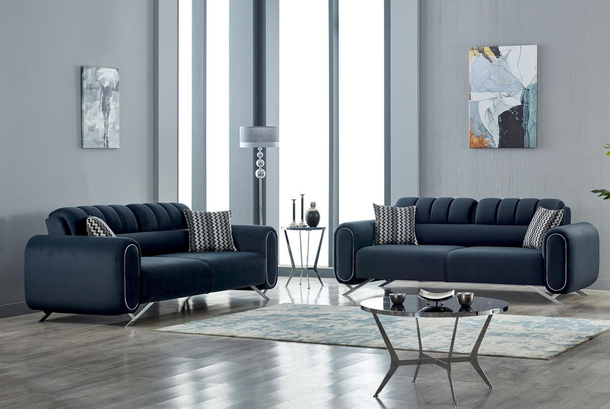 SITZGARNITUR Mulino Anthrazit Stellvariante:3+2 - Anthrazit, Holz (230/88/95cm) - Villa Möbel