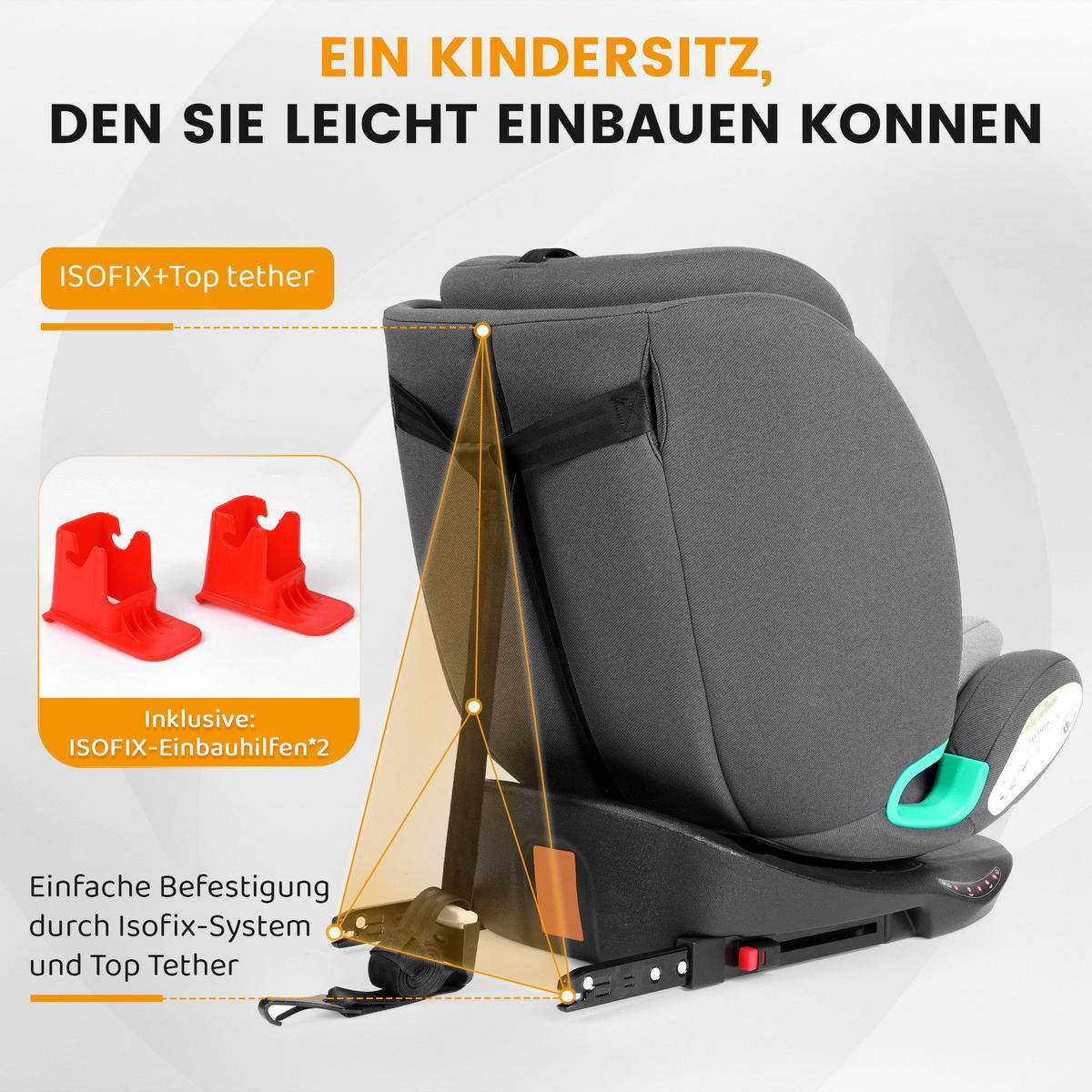AUTOKINDERSITZ 360° Drehbarer i-Size Kindersitz mit ISOFIX, 40-150 cm - Grau, Textil (46/80/57cm) - BEXEVUE