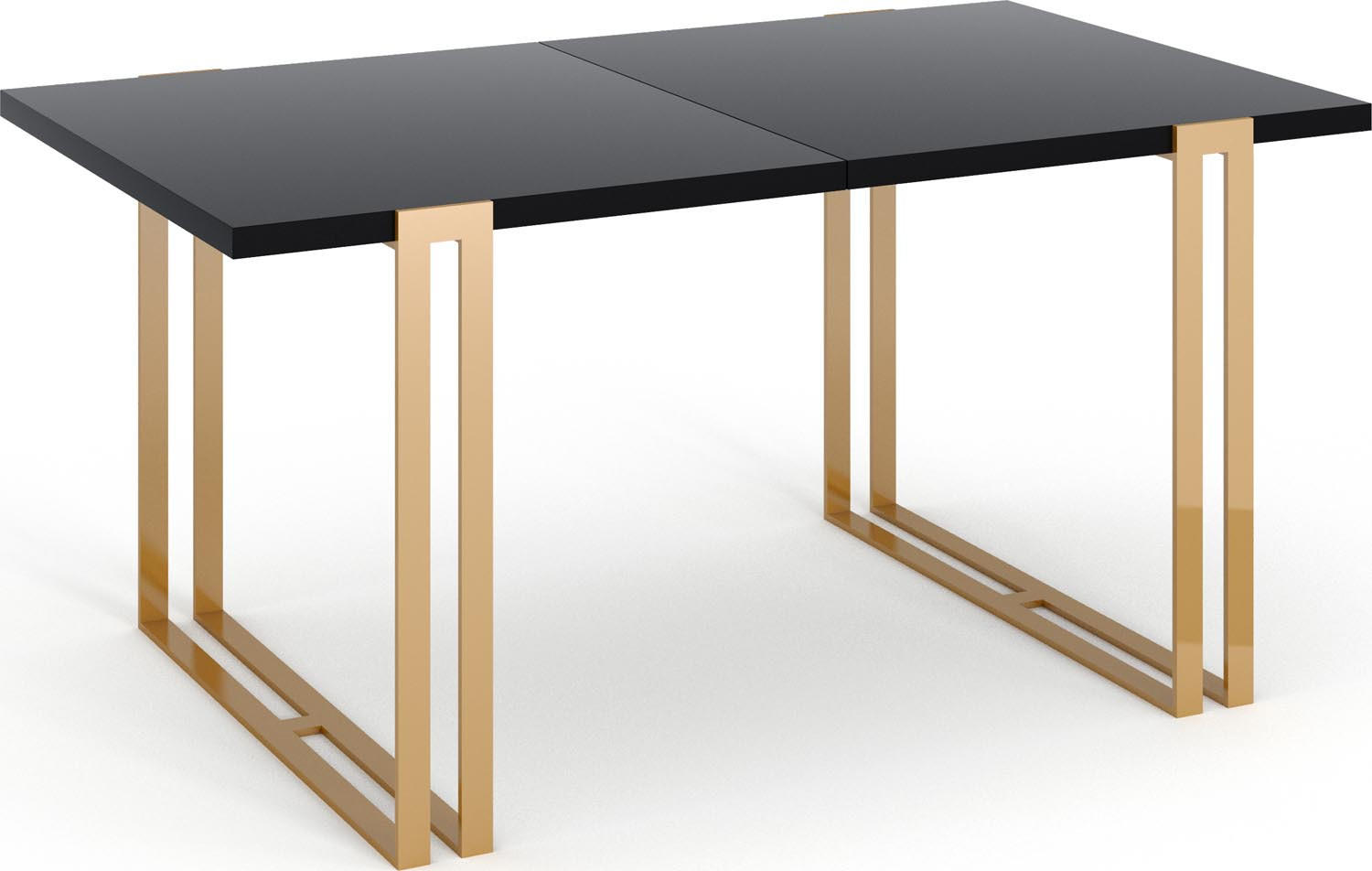 ESSTISCH Wolf rechteckig ausziehbar, Schwarz 140-240/80/76 cm - Goldfarben/Schwarz, Holzwerkstoff/Metall (140/80/76cm) - WFL GROUP