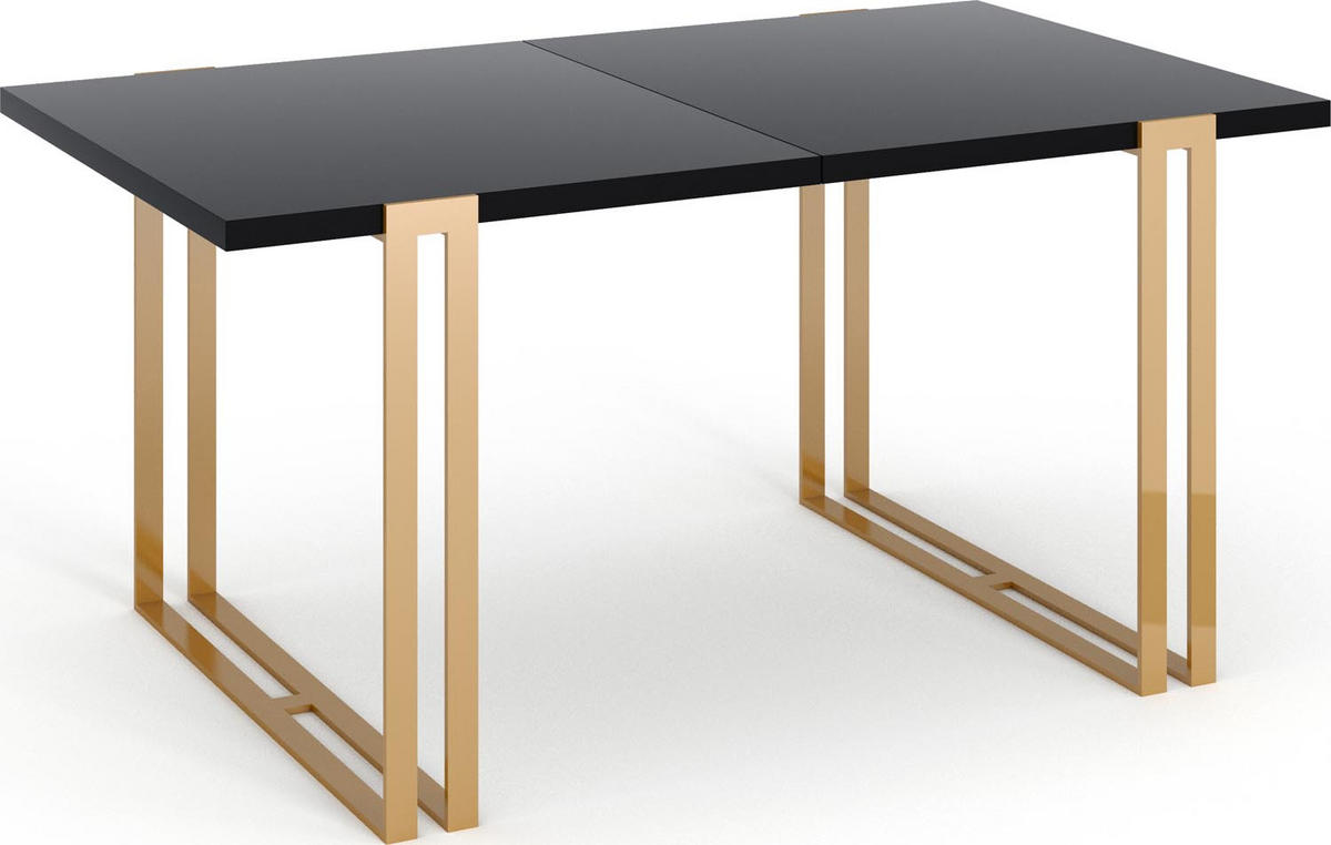 ESSTISCH Wolf rechteckig ausziehbar, Schwarz 140-240/80/76 cm - Goldfarben/Schwarz, Holzwerkstoff/Metall (140/80/76cm) - WFL GROUP