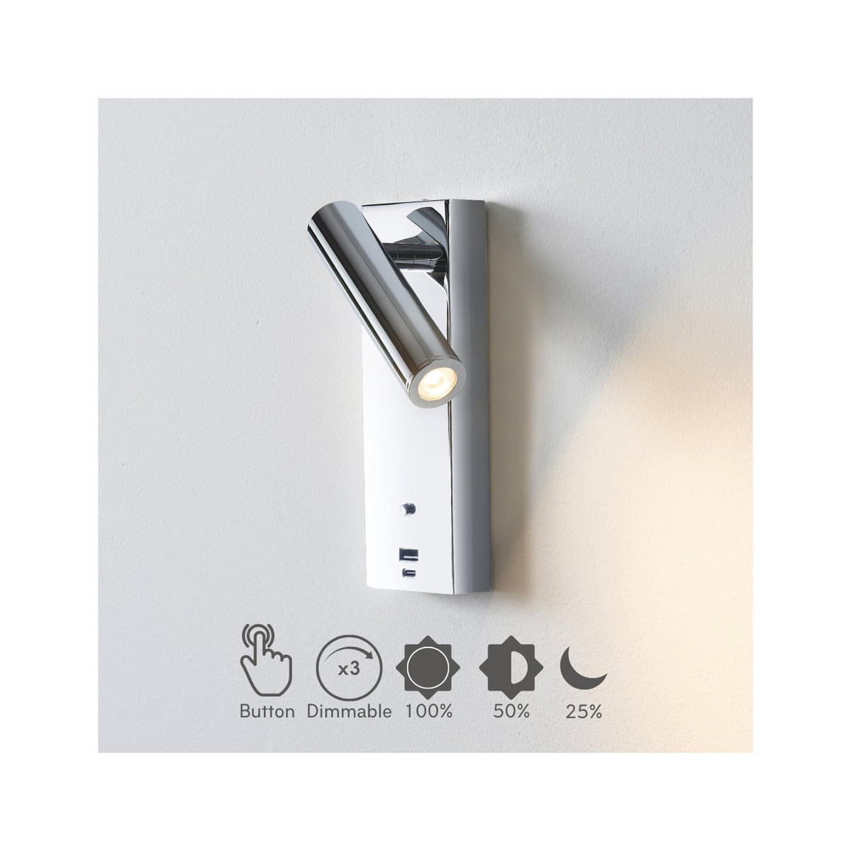 WANDLEUCHTE Tofino, Silber/Chrom, 18cm - Chromfarben, Metall (6/18/2cm) - KOSILUM