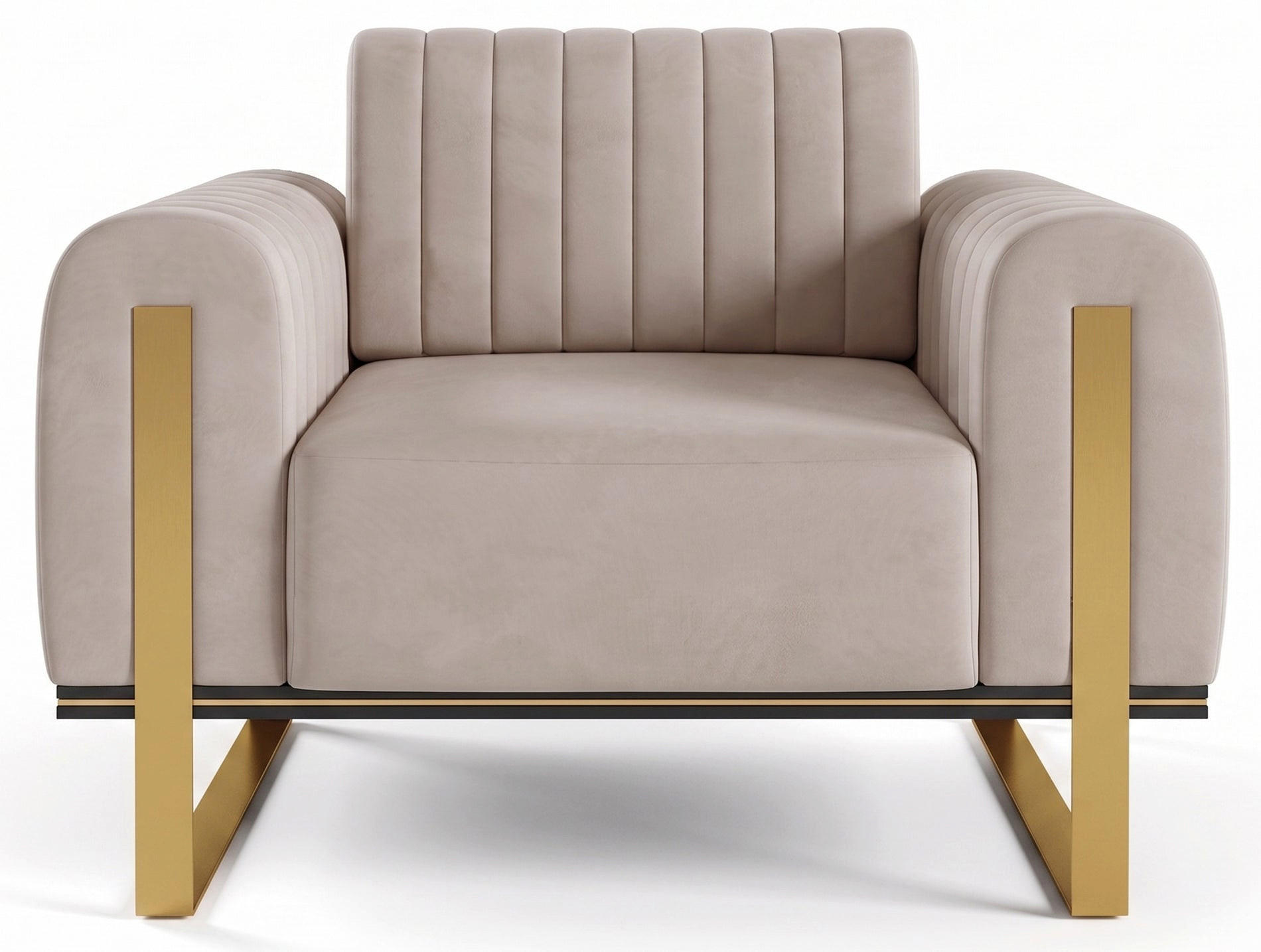 SESSEL Parissa 106 cm - Ecru/Goldfarben, Holz/Metall (106/79/92cm) - Selsey