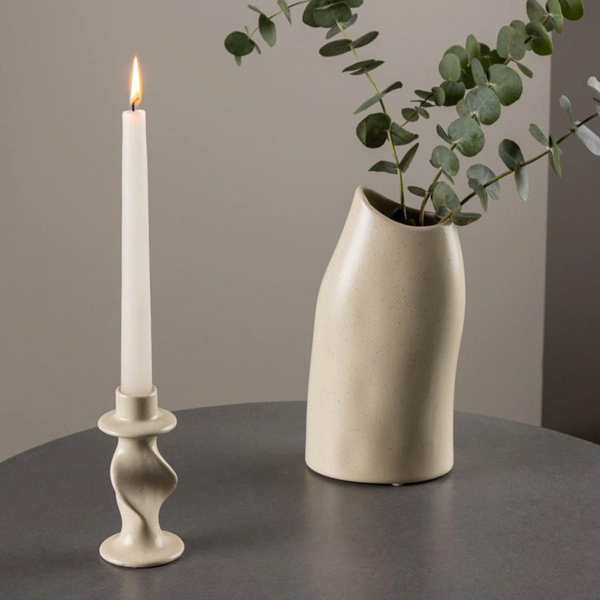 KERZENSTÄNDER Vika - Beige, Keramik (6/12/6cm) - kommodly