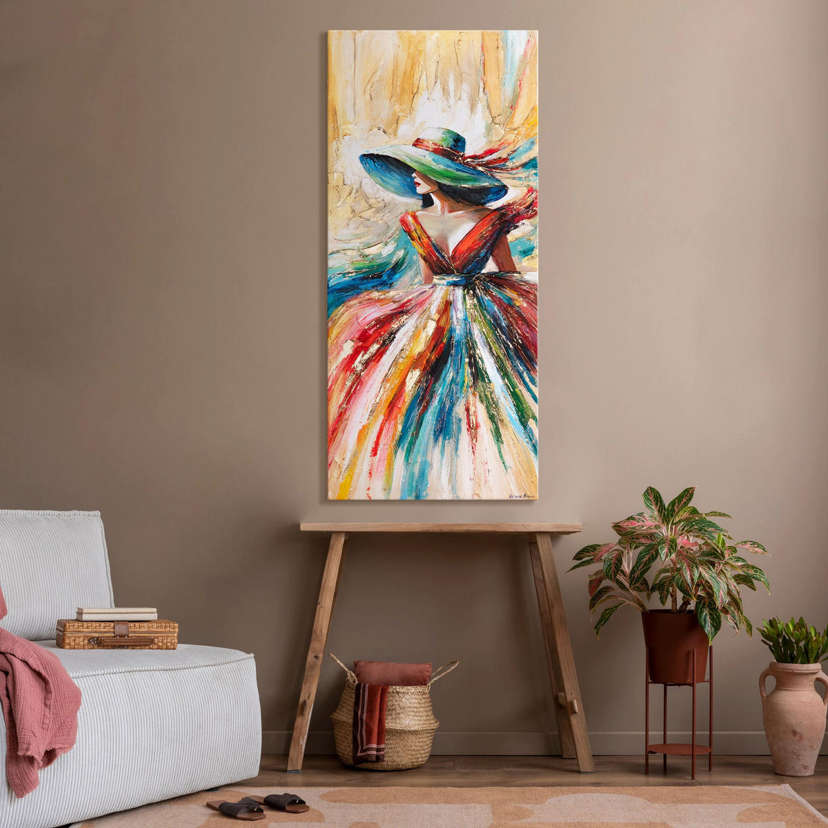 GEMÄLDE Strahlende Schönheit auf Keilrahmen 115x50 cm - Multicolor, Holz (115/50cm) - YS-art gallery