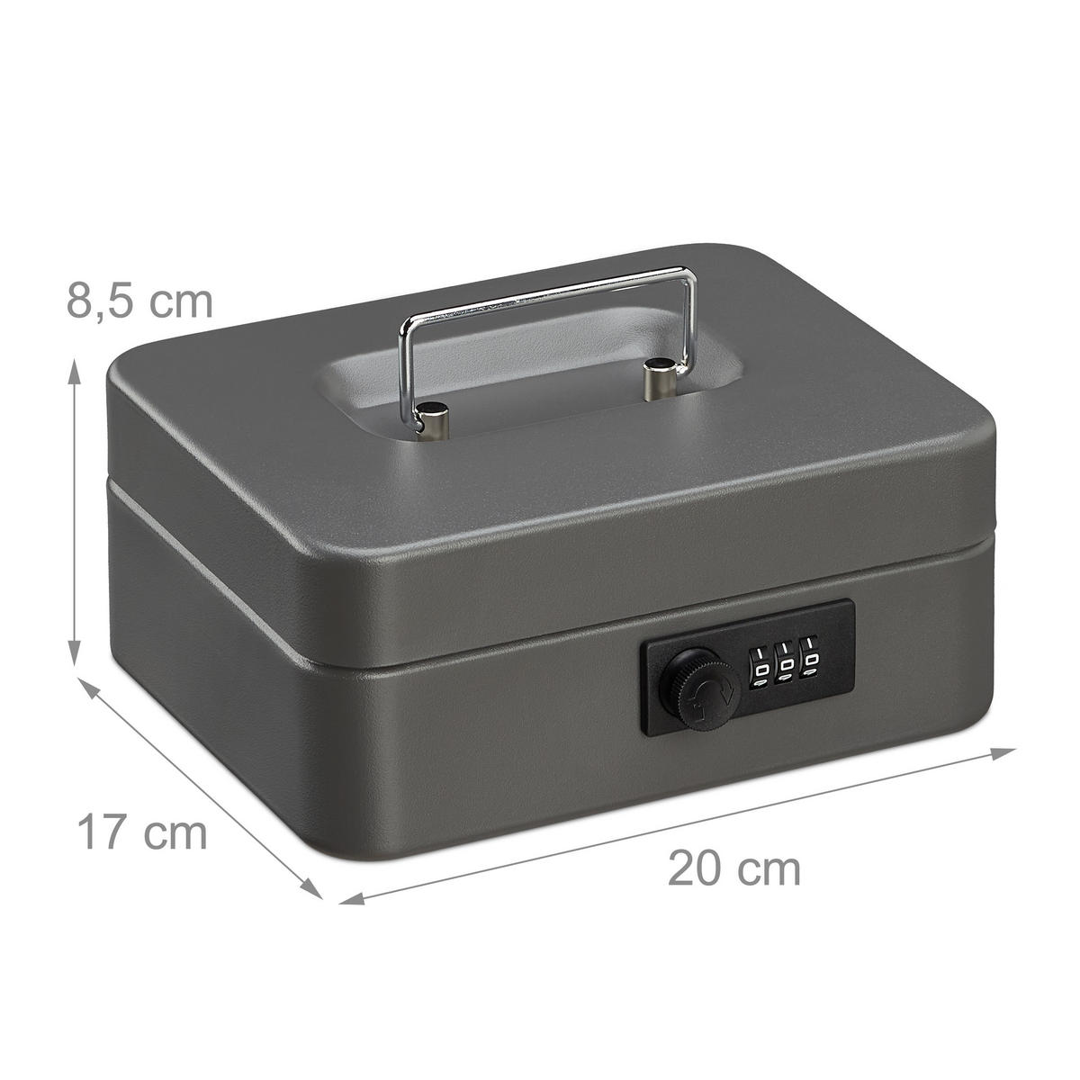 POKLADŇA - sivá, kov/plast (20/8.5/17cm) - Relaxdays