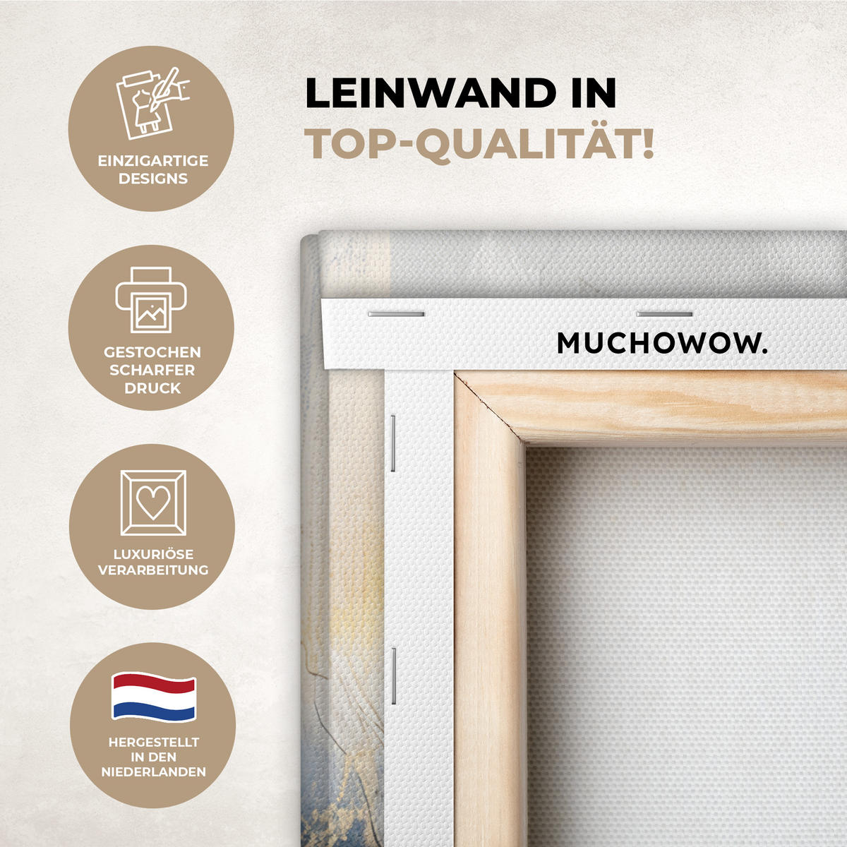 LEINWANDBILD Gold - Blau - Aquarell - Kunst - Modern Room Decor 30x40 cm - Hellblau, Textil (30/40cm) - MuchoWow