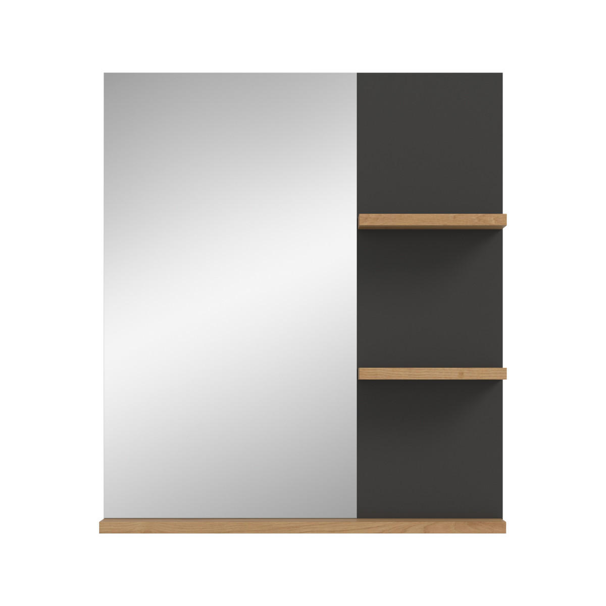SPIEGEL mit 3 Ablagen in Eichen- und Grau-Optik 16/73/63 cm - Eschefarben, Holzwerkstoff (16/73/46cm) - Calicosy