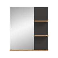 SPIEGEL mit 3 Ablagen in Eichen- und Grau-Optik 16/73/63 cm - Eschefarben, Holzwerkstoff (16/73/46cm) - Calicosy