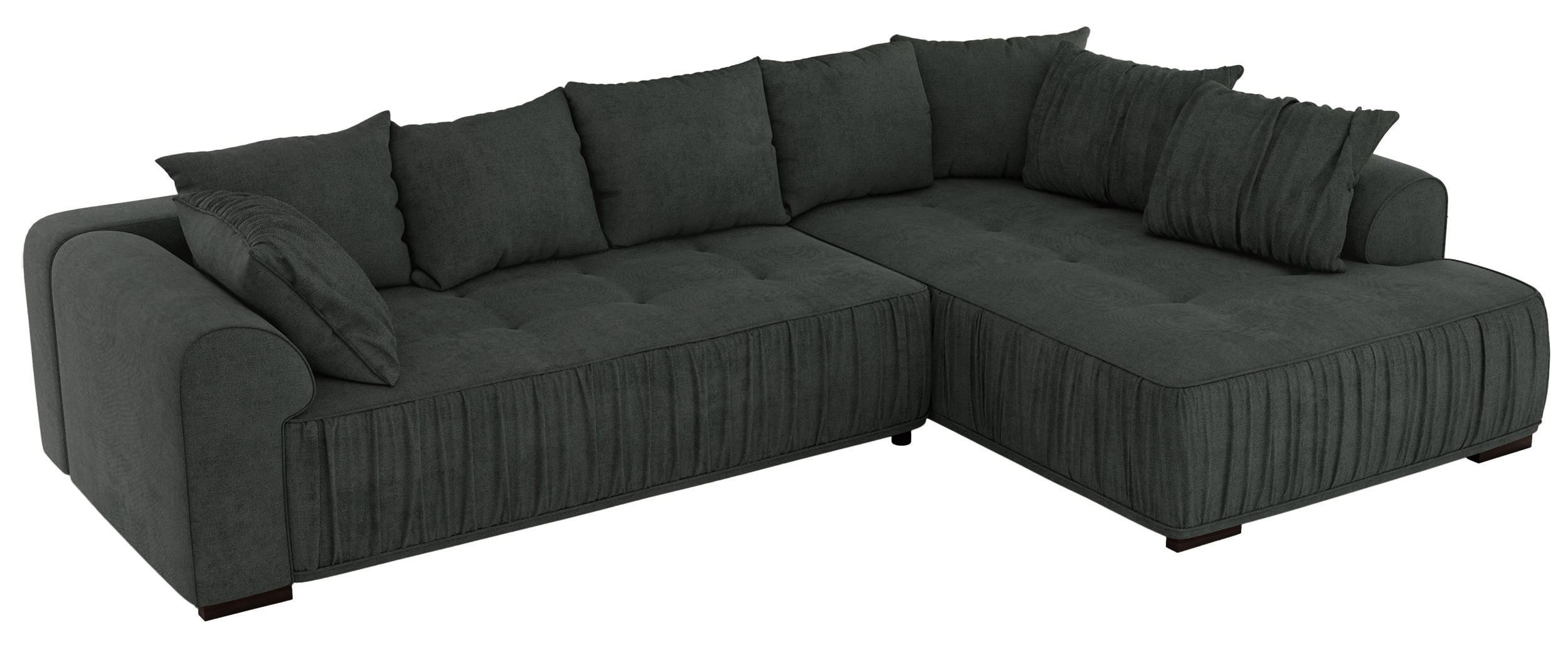 ECKSOFA ORTA Dunkelgrau Stukture - Rechts - Dunkelgrau/Schwarz, Textil (200/325cm) - MKS