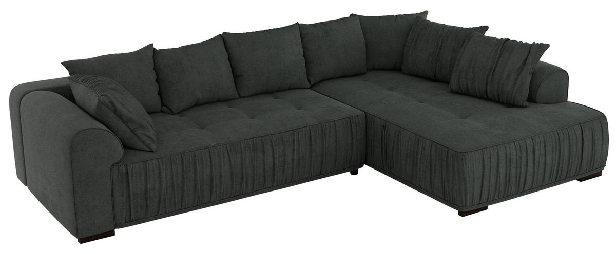 ECKSOFA ORTA Dunkelgrau Stukture - Rechts - Dunkelgrau/Schwarz, Textil (200/325cm) - MKS