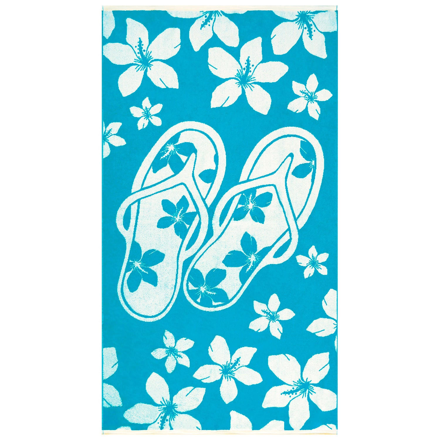 STRANDTUCH Frottee Velours Jacquard Blau 90x170 400g/m² - Milos - Blau, Textil (170/90cm) - LE COMPTOIR DE LA PLAGE