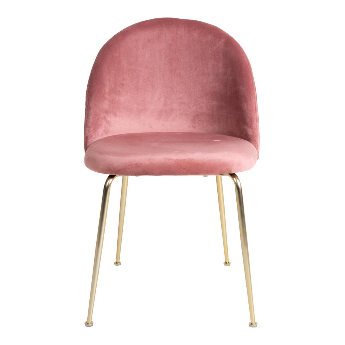 STUHL 2er-Set rosa velours, Beine im Messing Look - Rosa, Holzwerkstoff (51/78/52cm) - ebuy24