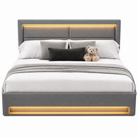 POLSTERBETT 140/200 mit LED, USB-Ladefunktion und Stauraum in Grau - Grau, Holzwerkstoff/Textil (140/200cm) - EVRYAE