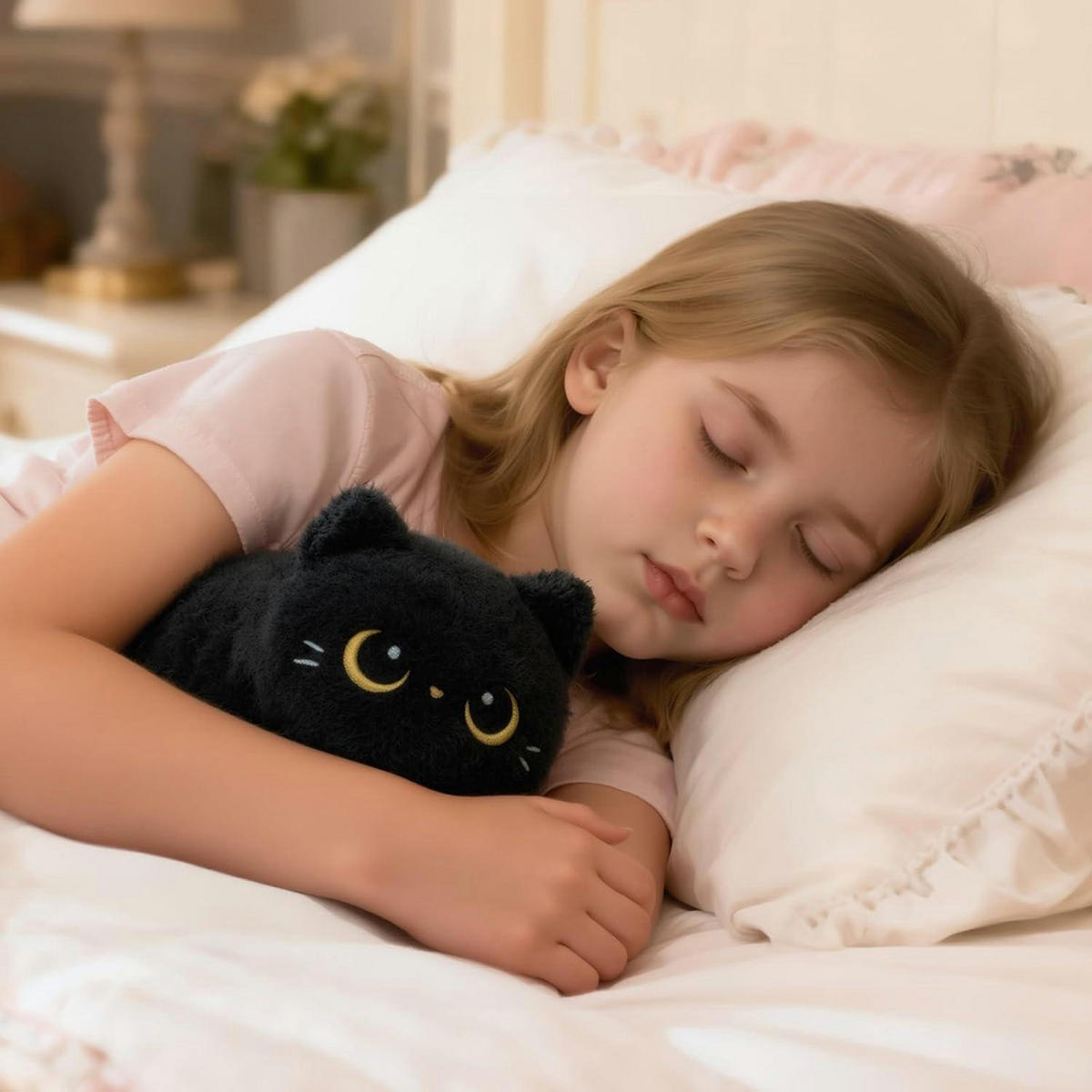 PLÜSCHKISSEN Schwarze Katze 20 cm - Schwarz, Textil (13.2/20.3cm)